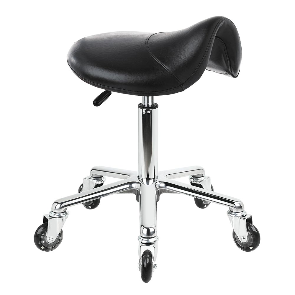 Black Saddle Salon Stool with Aluminium Base Comfortel New Zealand