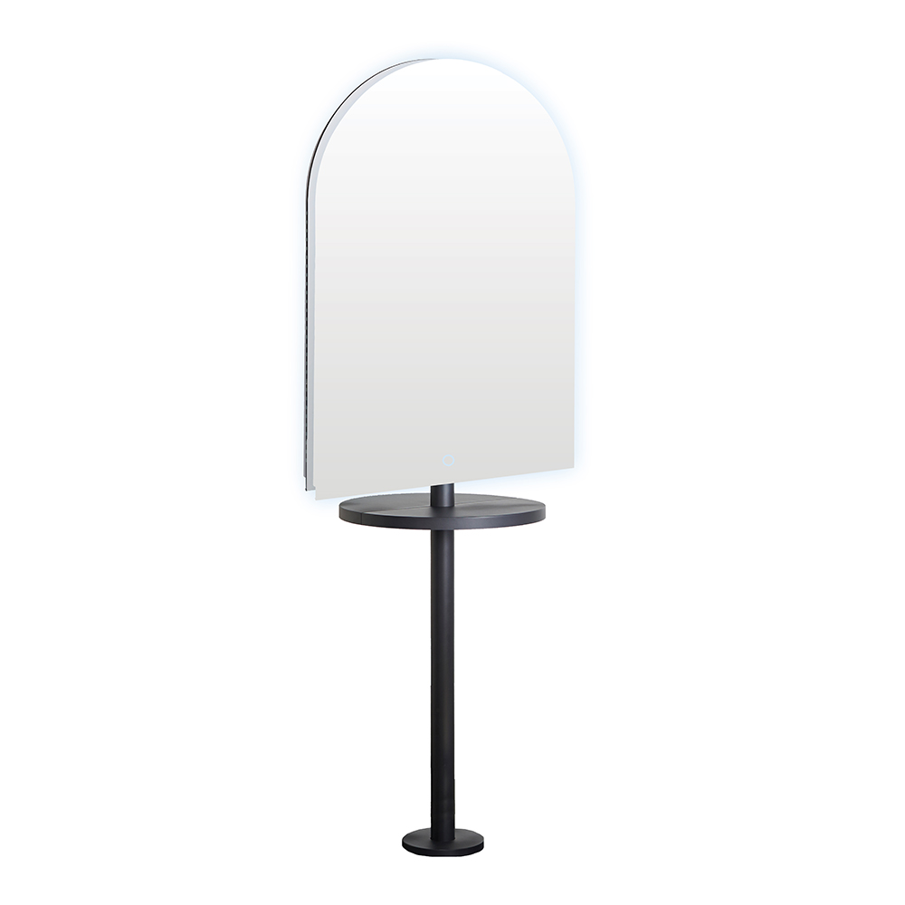 Arch LED II Mirror with Pole Joiner II Black