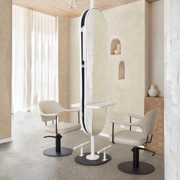 Villa III Salon Mirror with White Pole Joiner Frame Comfortel New Zealand